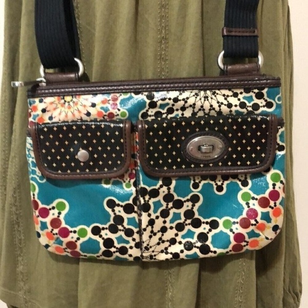 Fossil Key-Per Print Crossbody Shoulder Bag Boho Vibes - Picture 3 of 9